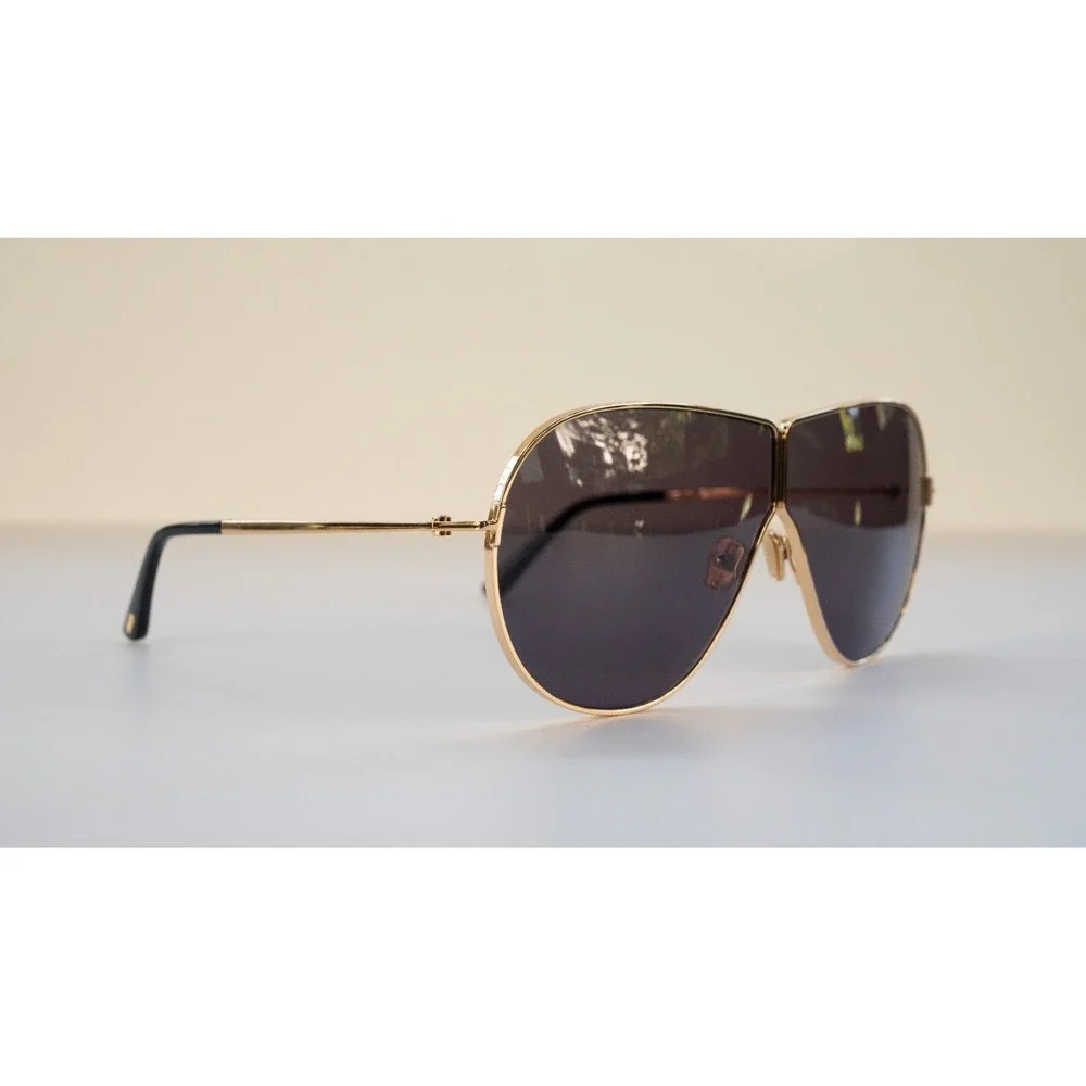 Tom Ford TF1158 Keating Mens Metal Sunglass 30A Shiny Deep Gold 71-30 Gray Italy